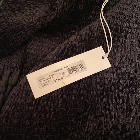 Kobi Halperin Strapless Smocked Crushed Velvet Black Lace Sleeve Dress Small NWT - Picture 9 of 17